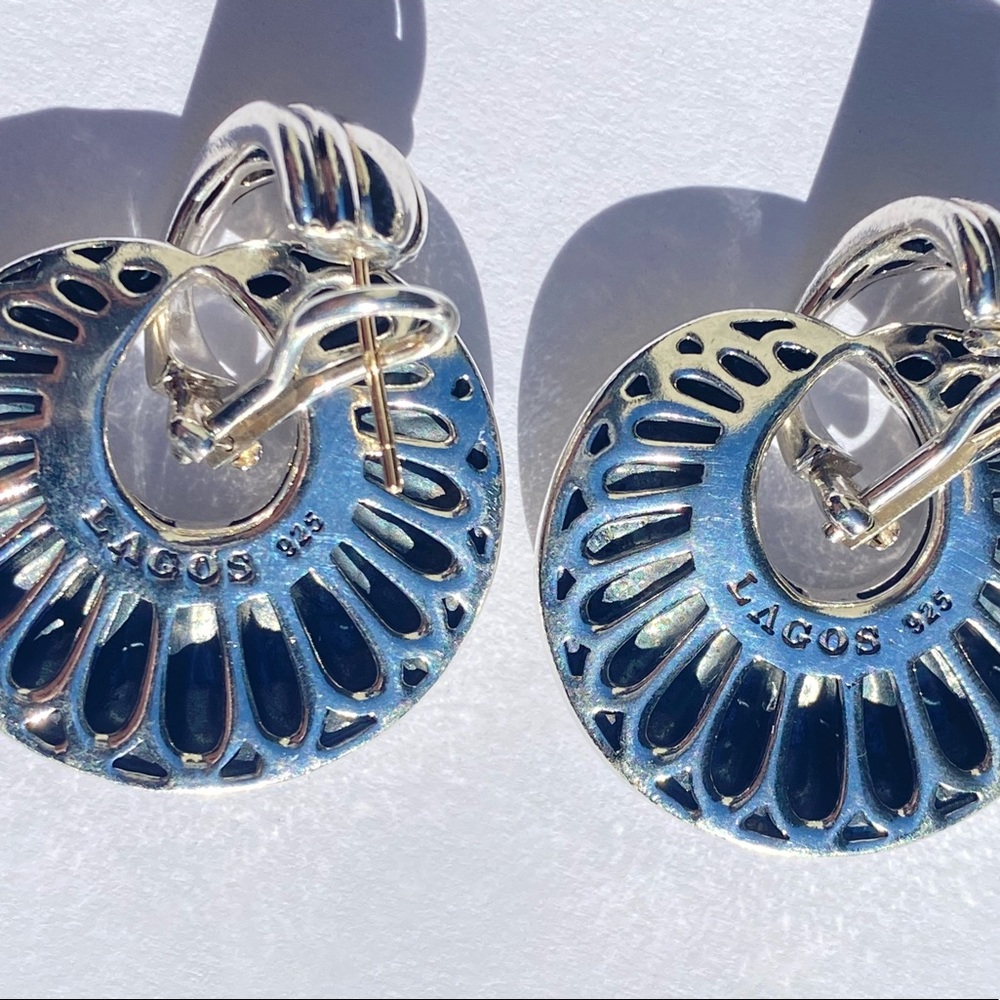 Vintage LAGOS 925/14KT post Chi Chi round fluted earrings✨ - Picture 12 of 16